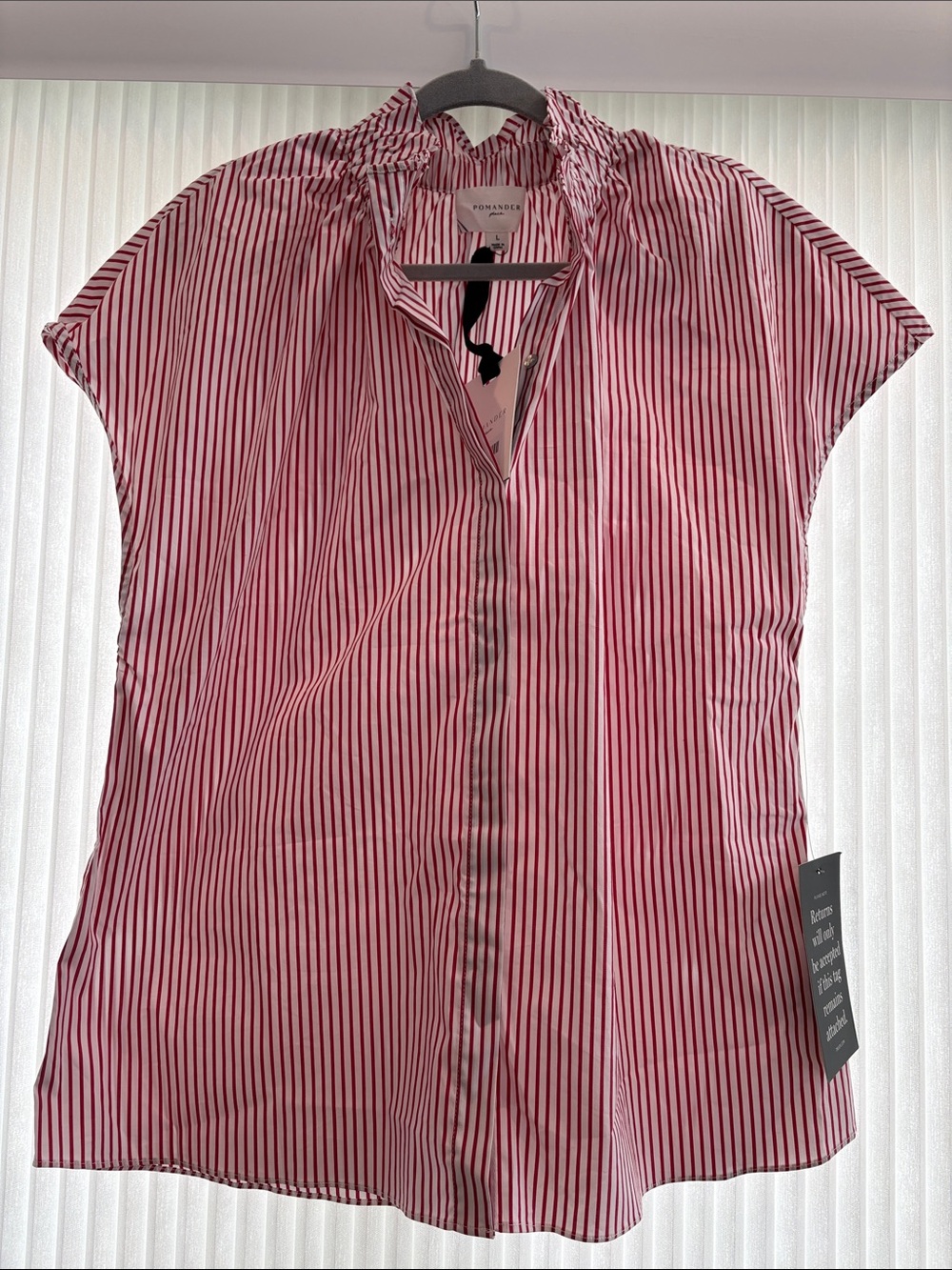 Tuckernuk Red & White Striped Short-Sleeve Blouse NWT